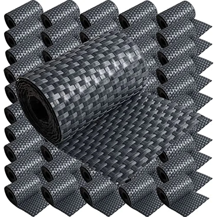 50 x Poly-Rattan Sichtschutzstreifen für Doppelstabzaun Doppelstab Matten Flechtzaun 19 x 255 cm Anthrazit
