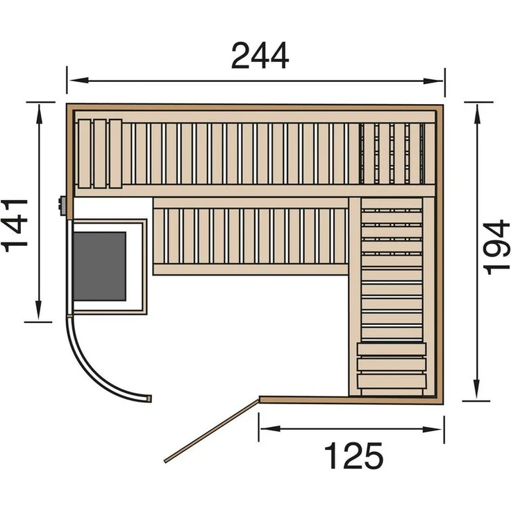 WEKA Design Sauna SARA 2 inkl. 9,0 kW OS Ofen, naturbelassen – Bild 2