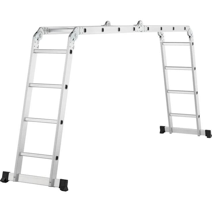 Juskys Aluminium Multifunktionsleiter 4x4 Stufen - 4,7 m Länge klappbar – Leiter 4-teilig bis 150 kg - Gelenkleiter Klappleiter Stehleiter Aluleiter – Bild 6