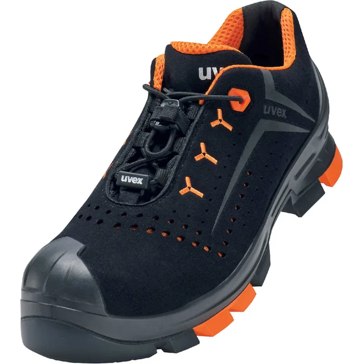 uvex 2 Sicherheits-Halbschuhe S1P schwarz-orange Arbeitsschuhe für Damen und Herren, atmungsaktiv, metallfrei mit ESD-Sohle Größe:EU 47