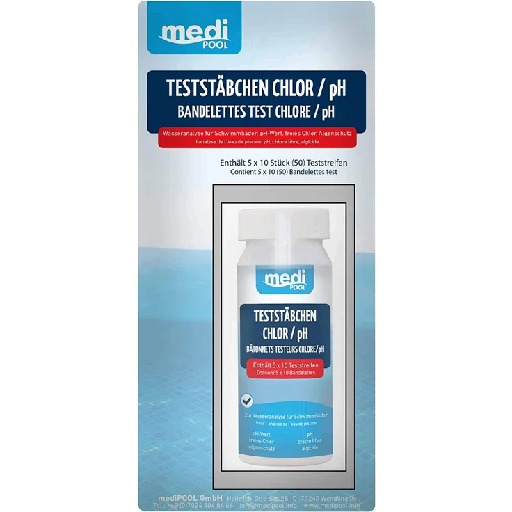 MediPool Teststäbchen Chlor/pH/Algenschutz 50 Stück Teststreifen, Teststrips – Bild 3