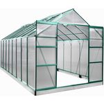 BRAST Gewächshaus Aluminium 490x250x235cm Grün mit Fundament rostfrei TÜV geprüft Alu Treibhaus Glashaus Tomatenhaus