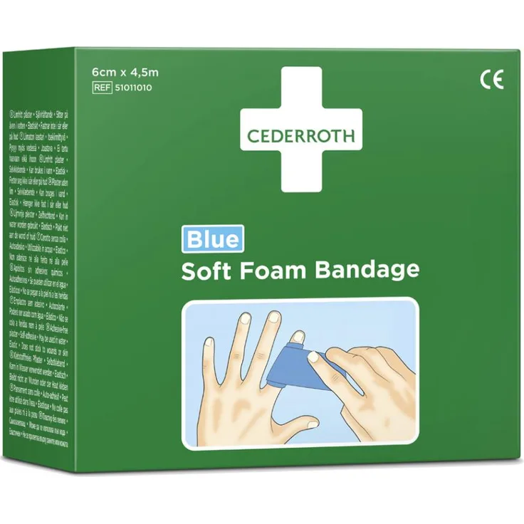DERROTH Pflaster Soft Foam Bandage, selbsthaftend, blau Rolle 60 mm x 2 m