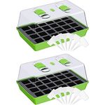 2 x WELLGRO Anzuchtschale - Zimmergewächshaus mit belüftbarer Abdeckhaube und Pflanzschildern - 38 x 24 x 19 cm