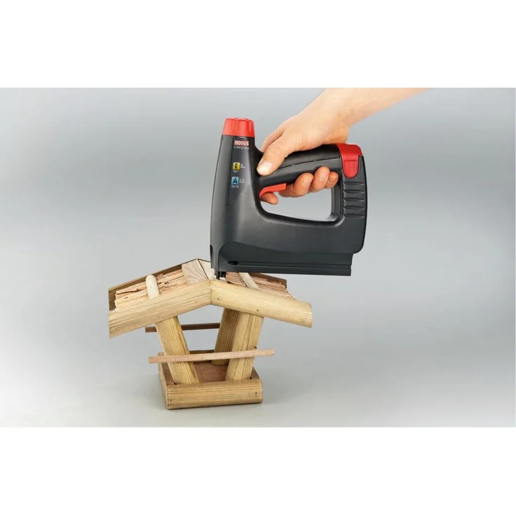Novus Akku-Tacker J-214 im Koffer, Elektrotacker, 3.6 V Akku, LED-Arbeits-Licht, Schlagkraftregelung, Unterlademechanik – Bild 4