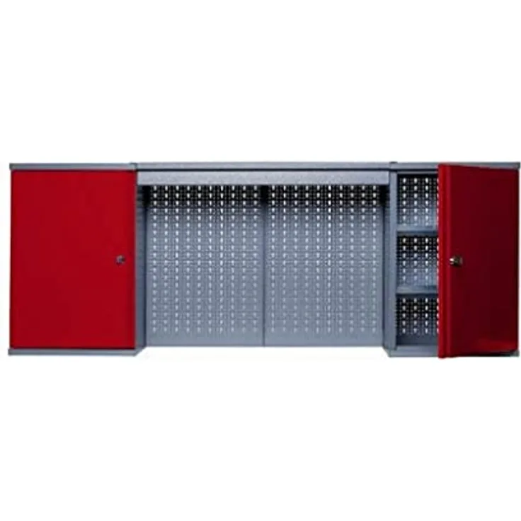 Wandschrank 2 Türen, 4 Einlegeböden und 2 Wandpaneele - Rot - - Kupper