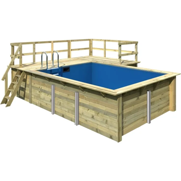 Karibu Pool 1 SET 44 mm inkl. Filterpaket klein, Terrasse vor Kopf an der Seite 3,5 m breit+ Terrasse an der Seite v2