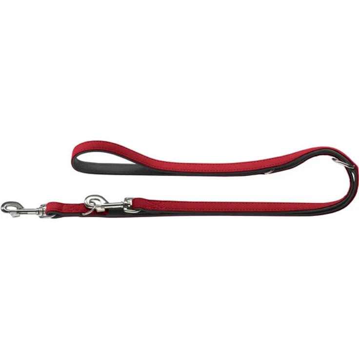 HUNTER SOFTIE Verstellbare Führleine für Hunde, Kunstleder, samtig, pflegeleicht, 2,0/200 cm, rot