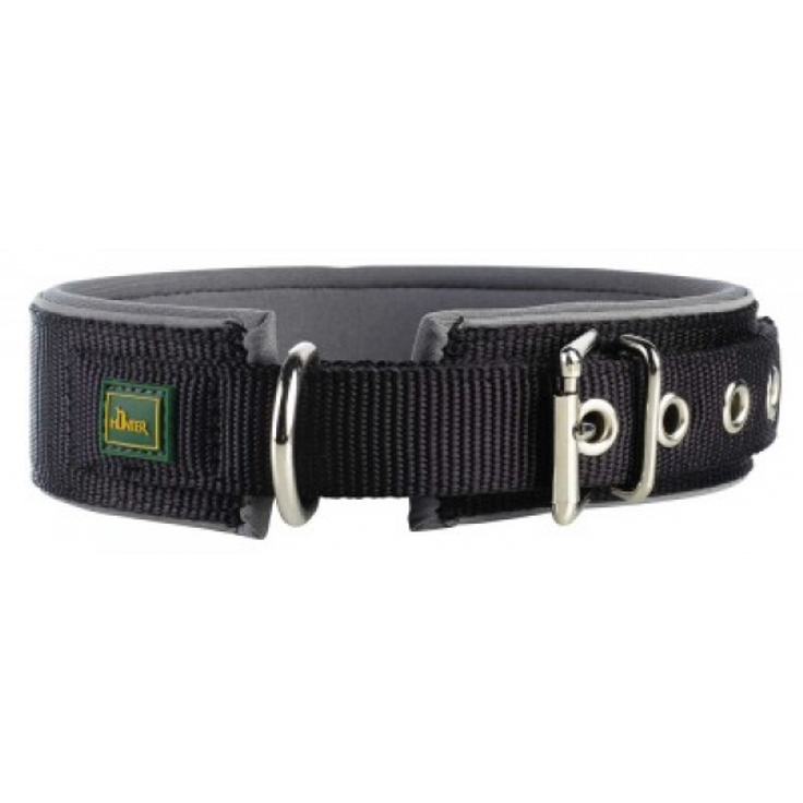 Hunter Hunde-Halsband Neopren Reflect schwarz-grau M