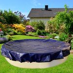 Winterabdeckplane für Rundbecken 300 g-m² mit Randverstärkung, geeignet für Beckengröße: 3,6 m, blau, schwarz