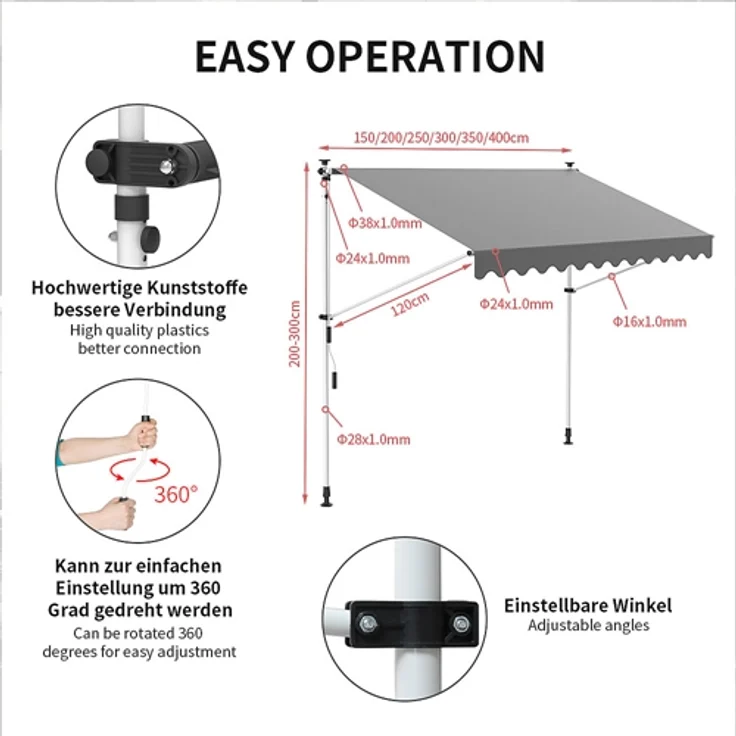 Mucola Klemmmarkise inkl. LED Lichterschlauch – Bild 3