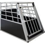 Juskys Alu Hundetransportbox L - 91 × 65 × 69 cm – Auto Hundebox robust & pflegeleicht – Gittertür verschließbar - Autotransportbox für Hunde
