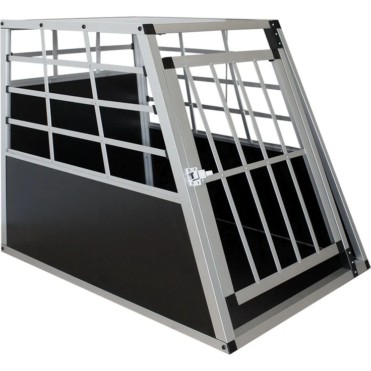Juskys Alu Hundetransportbox L - 91 × 65 × 69 cm – Auto Hundebox robust & pflegeleicht – Gittertür verschließbar - Autotransportbox für Hunde – Bild 1