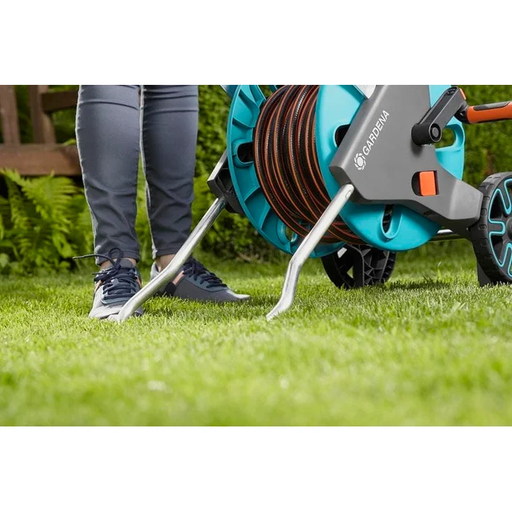 GARDENA Schlauchwagen CleverRoll M Easy Set bis zu 60 m Schlauchkapazität, inklusive 20 m Schlauch 13 mm (18517-20) besonders standfest, mit komfortabler Schlauchführung in robustem Metallrahmen, Nachtropfstopp – Bild 11