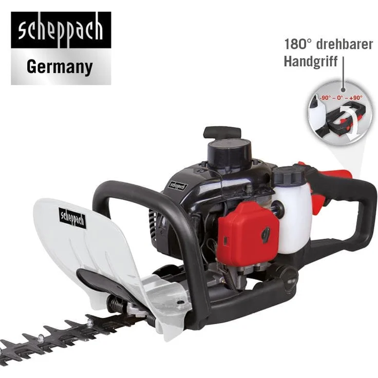 Scheppach Benzin-Heckenschere HTH250/240P 1,0 PS, Schnittlänge: 600 mm, Schnitt- Ø: 27 mm, 180° drehbarer Handgriff mit Vibrationsschutz, Schnellstop-Bremsfunktion – Bild 6
