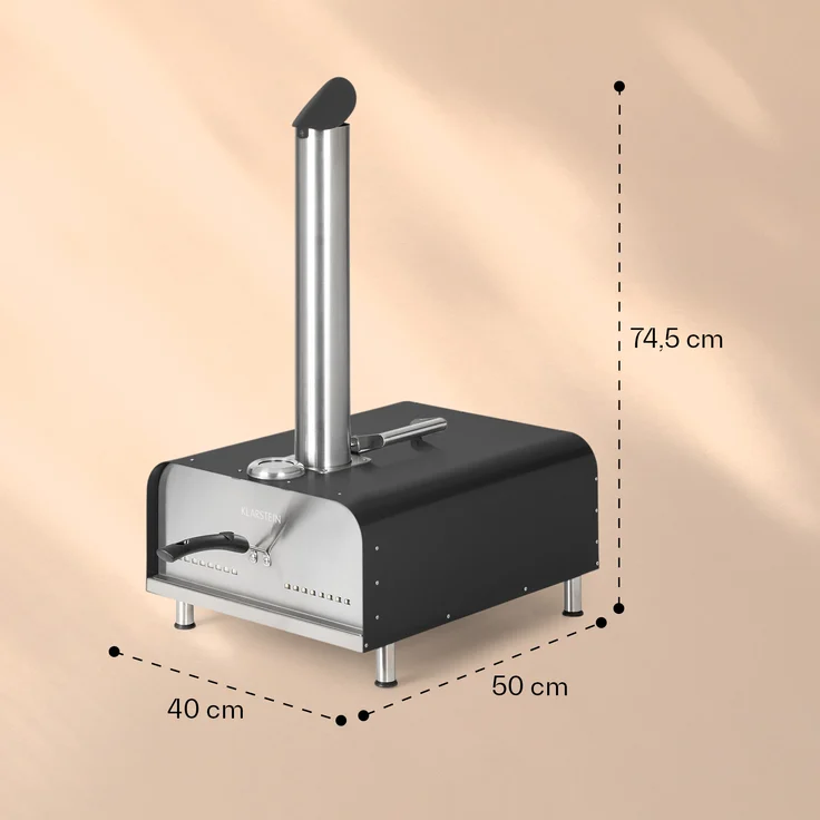 Diavolo Pizza-Pelletofen inkl. Pizzastein Thermometer Edelstahl Schwarz – Bild 8