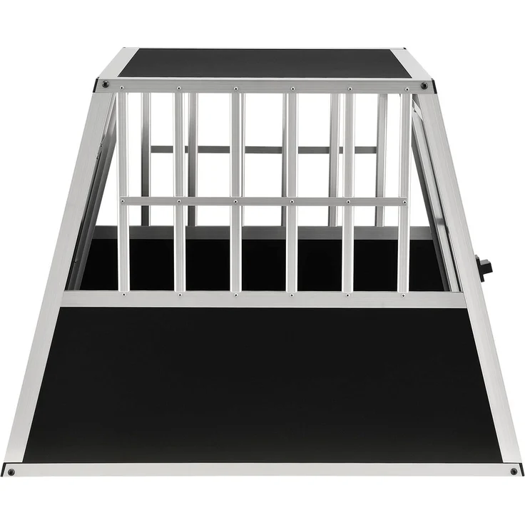 Juskys Alu Hundetransportbox L-X - 65×91×69 cm – Auto Hundebox robust & pflegeleicht – Gittertür verschließbar – Aluminium Reisebox für Hunde – Bild 10