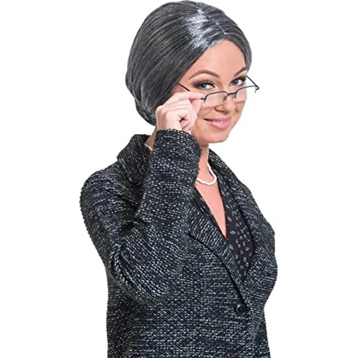 perücke Oma Damen Polyester grau one-size