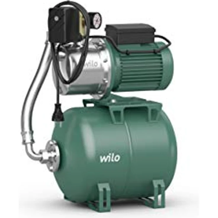 Wilo-Jet HWJ 20 L 203 Gartenpumpe mit 20L Membran-Druckbehälter, selbstansaugender Hauswasserautomat-Hauswasserwerk zur Wasserversorgung aus Brunnen, Zisternen, Regentonnen, 5000l/h, 4,2 bar, 750W 8 m|40 m – Bild 1