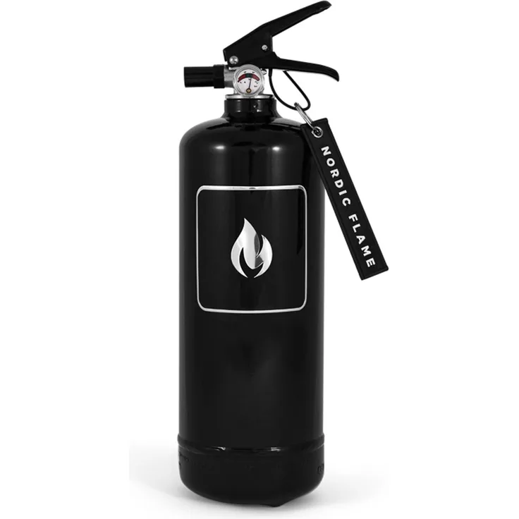 Nordic Flame FEUERLÖSCHER SCHWARZ Silber 2 Kg ABC Pulver Design Brandschutz