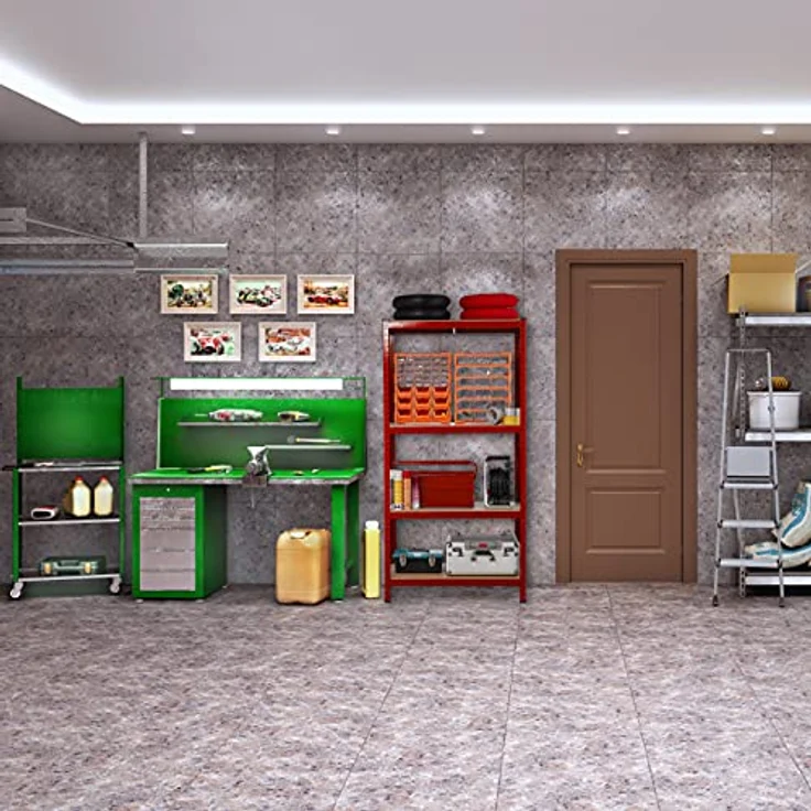 Schwerlastregal, Traglast 700 kg, 150x70x30 cm, 4 Böden, zum Stecken, Stahl, Lagerregal Keller, Garage, rot – Bild 5