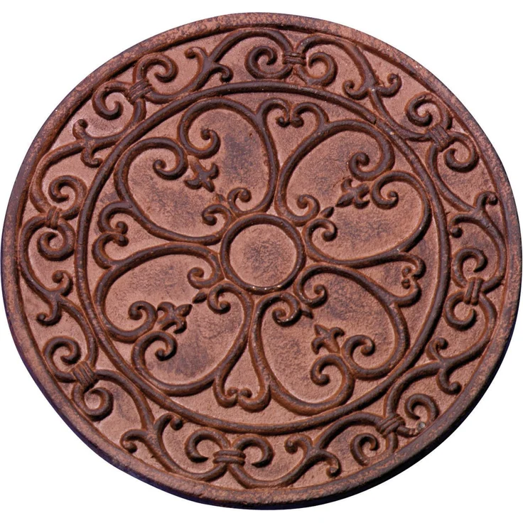 5 Stück Esschert Design Gehwegplatten, Gartenfliesen, Trittplatten, Terrassenplatten Motiv Klassik, rund, ca. Ø 30 cm x 1,2 cm Höhe – Bild 1