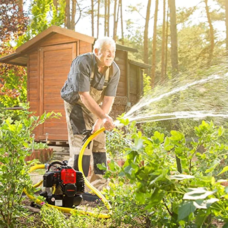 Eberth 1' Benzin Wasserpumpe (12.500 l-h, 2 PS Benzinmotor, 1 Zoll Anschluß, 17,5m Förderhöhe, 7m Ansaughöhe, Seilzugstart) Motorpumpe – Bild 4