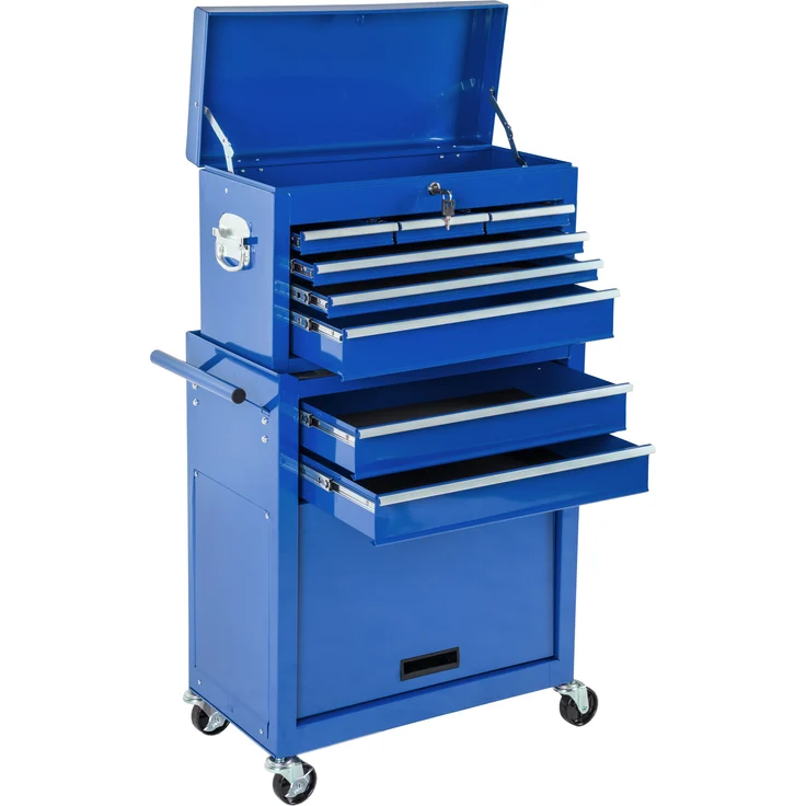 tectake Werkzeugwagen mit 8 Schubladen blau – Bild 1