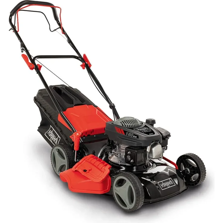 Scheppach MS161-46 Benzin Rasenmäher mit Antrieb - 46cm Schnittbreite | Reinigungsfunktion | 55 Liter Fangkorb | Stahlgehäuse | 7-stufige Höhenverstellung | Mulchfunktion | Seitenauswurf | Radantrieb - Preisvergleich