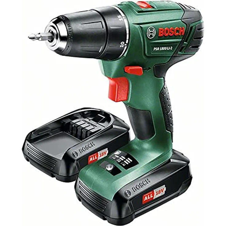 Bosch Akku Bohrschrauber PSR 1800 LI-2 18 V, 2x Akku + Systemkoffer – Bild 2