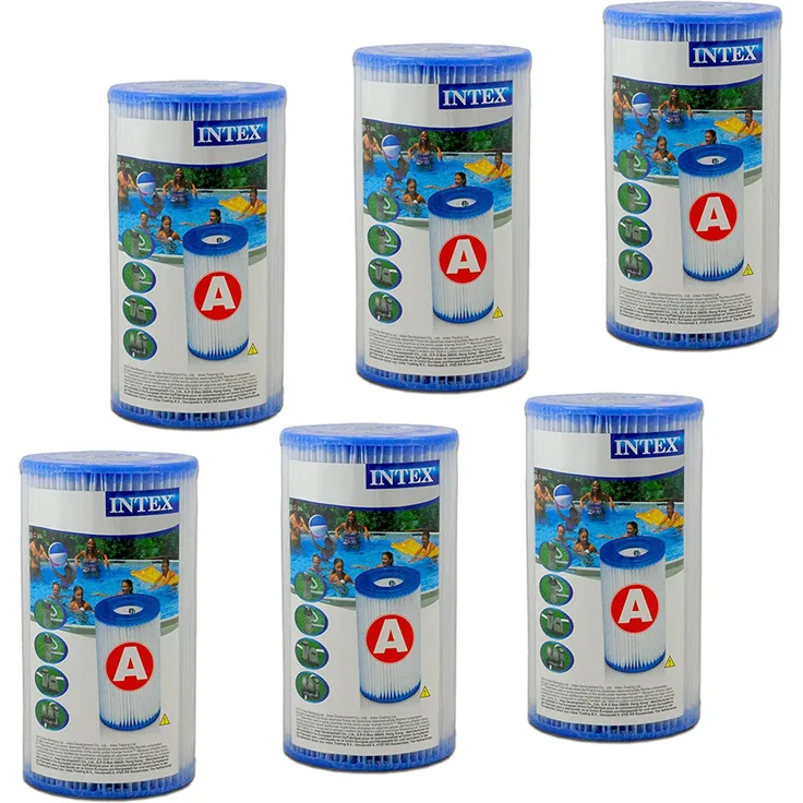 Intex Filterkartusche Typ A, weiß, Ø 4,7 cm (Innen) Durchmesser:10,7 cm (Außen) x 20 cm.