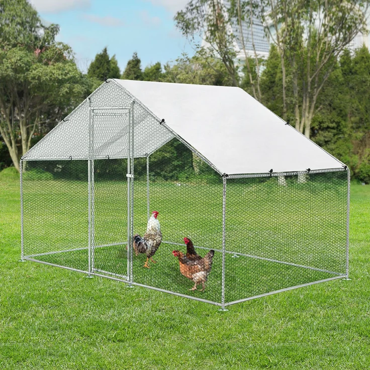 Juskys Freilaufgehege 3x2x2m Hühnerstall aus Metall begehbar mit 6 m² Lauffläche, Tür & Riegel – Freigehege für Hühner, Kleintiere & Pflanzen – Bild 2