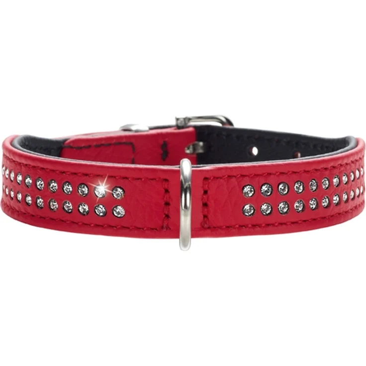 Hunter Hunde-Halsband Diamond Petit rot-schwarz XXS-XS – Bild 1