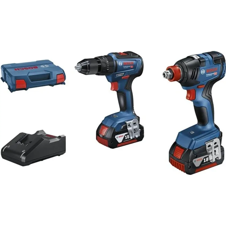 Bosch Professional Kombi-Pack GSB 18V-55 Akku-Bohrmaschine + GDX 18V-200 Akku-Schlagschrauber 18V 4.0AH im L-Case