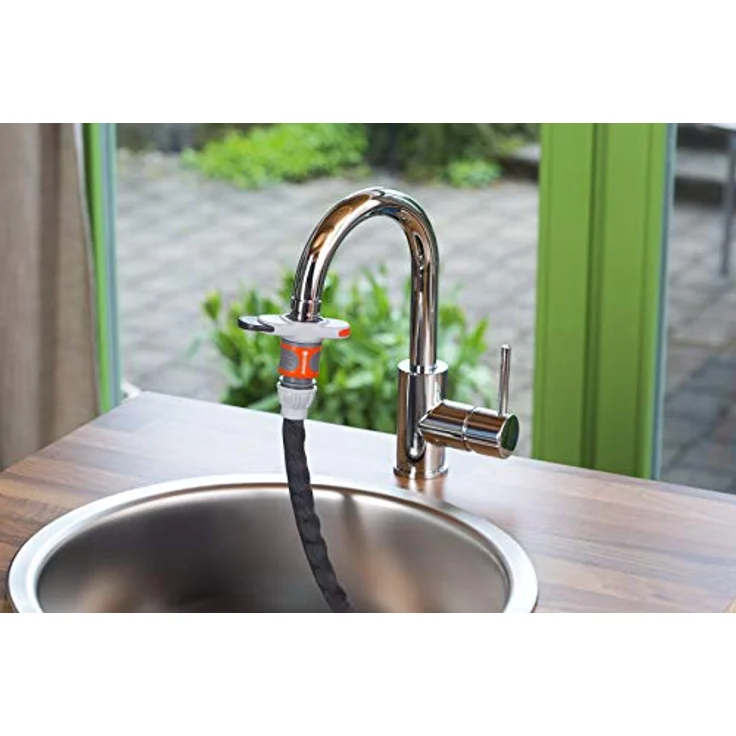 GARDENA Hahnverbinder für Indoor- Wasserhähne Hahnverbinder Kunststoff T-Stück 3/4" Außengewinde kompatibel mit allen gängigen Wasserhähnen mit M 24 x 1 Innen- und M 22 x 1 Außengewinde – Bild 2