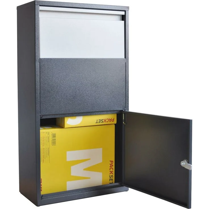 Haussmann Paketbox Briefkasten Postbox BOX 390 pulverbeschichtet Grau 44x22x82 cm – Bild 4