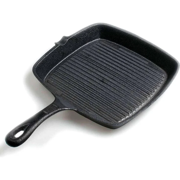 Malvi Bratpfanne 22,5 cm Gusseisen eckig geriffelt voreingebrannt 22,5x5x22,5cm schwarz – Bild 7