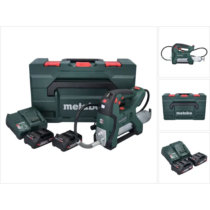 Metabo FP 18 LTX Akku Fettpresse 18 V 690 bar Brushless ( 600789500 ) + 2x Akku 2,0 Ah + Ladegerät + metaBOX