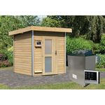 Karibu Saunahaus Torge mit milchglas Tür Set naturbelassen mit Ofen 9 KW, externe Steuerung easy - Preisvergleich