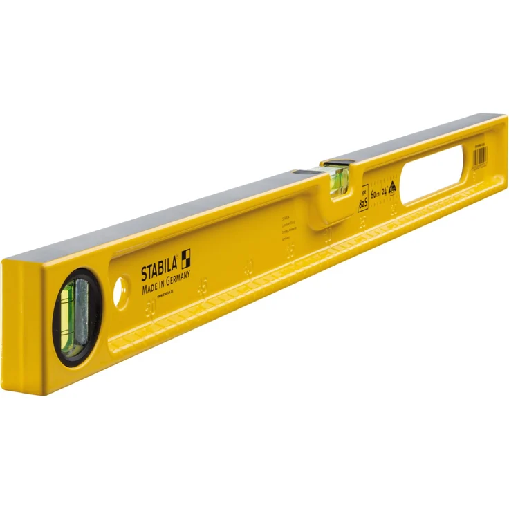 STABILA Wasserwaage Type 82 S, 60 cm, robustes Alu-Druckgussprofil, metrische Skala, 1 Horizontal-Libelle, 1 Vertikal-Libelle, 1 Grifföffnung, Made in Germany – Bild 1