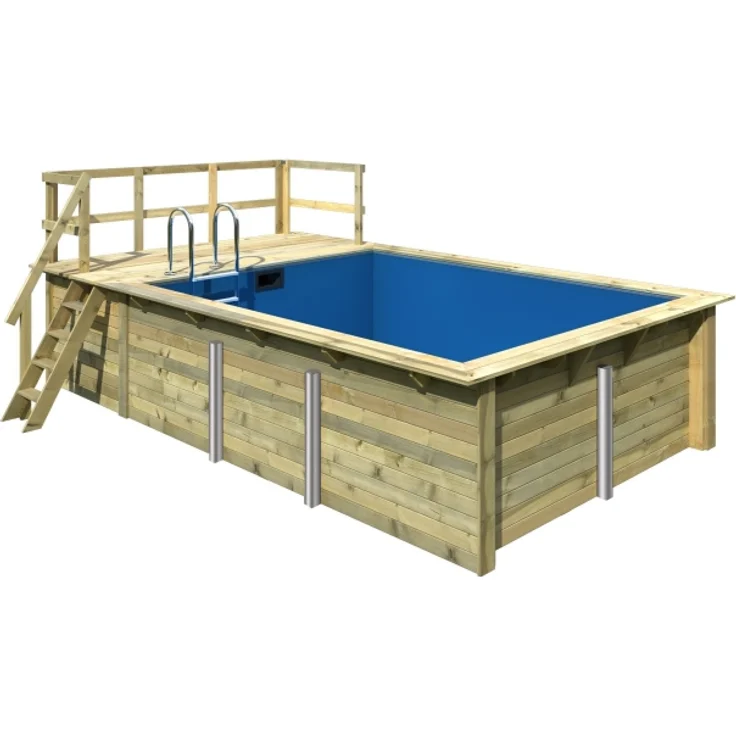Karibu Pool 1 SET 44 mm inkl. Filterpaket klein, Terrasse vor Kopf an der Seite 3,5 m breit v2 – Bild 1