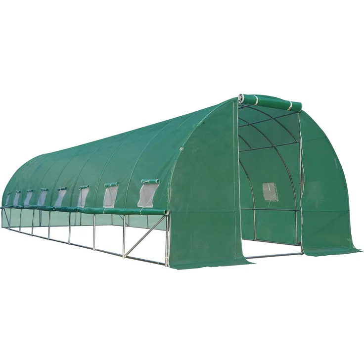 BRAST Gewächshaus Foliengewächshaus 300x800cm inkl. 6 Erdanker mit Stahlfundament aufrollbare Seitenwände schwere Qualität Folie 175g/m²