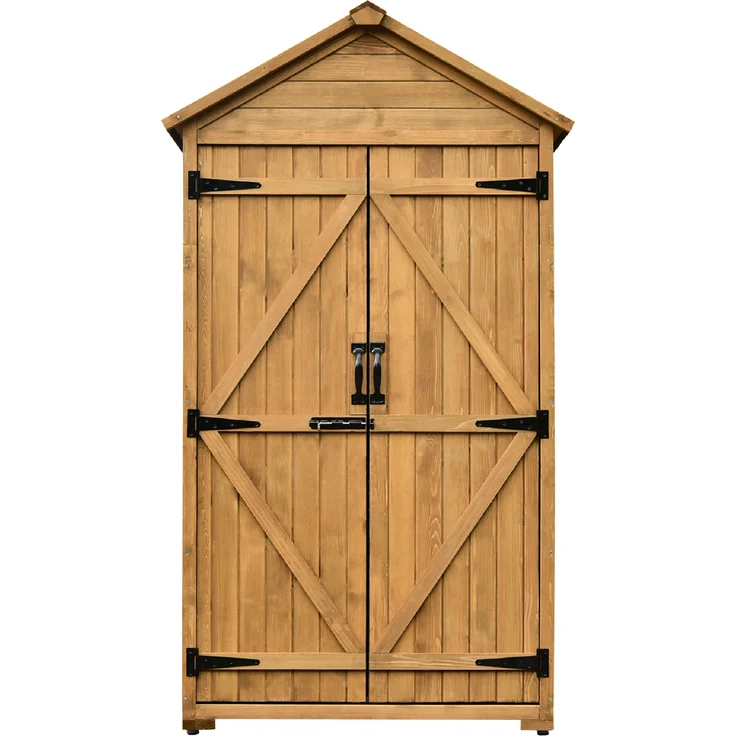 MCombo Gartenschrank Geräteschuppen Werkzeugschrank 1000, Outdoor-Schrank Gartenbox, mit Satteldach, aus Holz, Natur, 48 X 90 X 178 cm – Bild 4