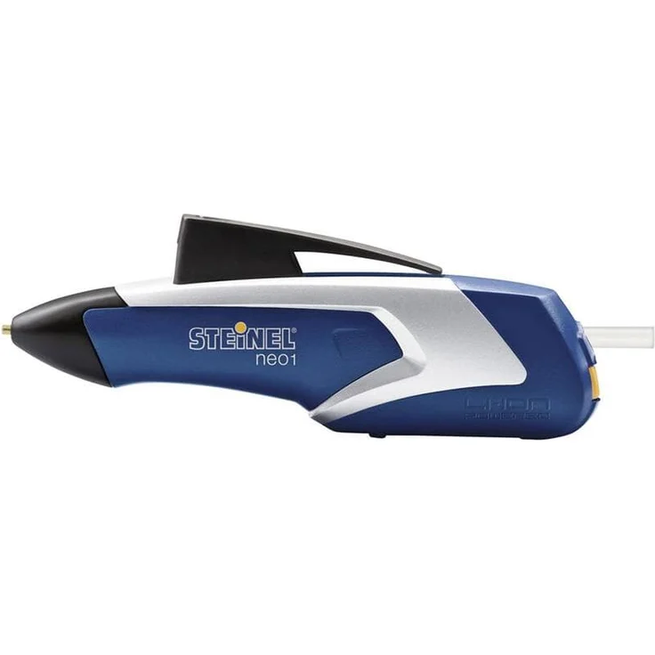 Steinel Neo1 blau Klebepistole, Akku-Heißklebestift, 3,6 V inkl. 3 Klebesticks 7 mm Durchmesser Tropfschutz, Auto-Abschaltung, automatischer Klebstoff-Rückzug – Bild 1