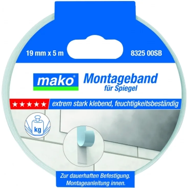 Mako Montageband für Spiegel 19mm x 5m Nr. 832500 Spiegelband