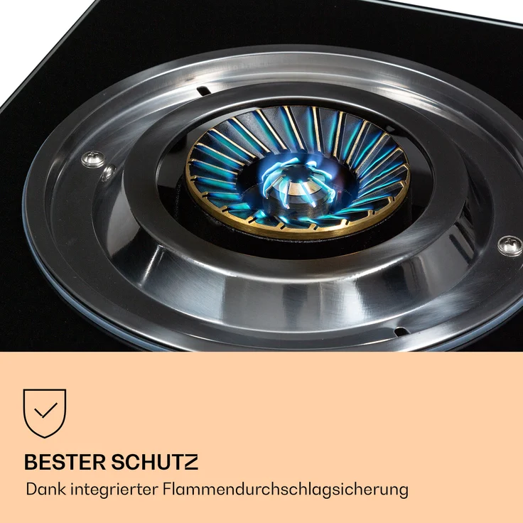 Barzona 2 Campingkocher 2 Brenner 3,4 kW & 4,3 kW Glasplatte & Edelstahlgehäuse Schwarz – Bild 3