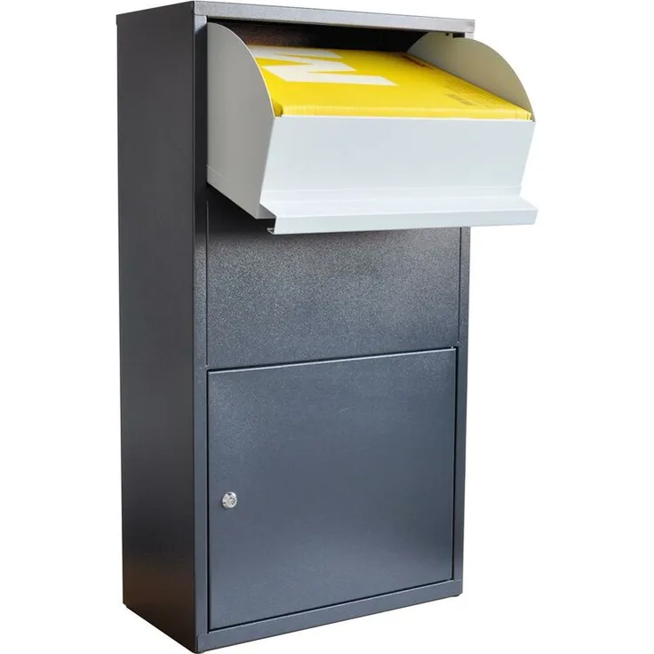 Haussmann Paketbox Briefkasten Postbox BOX 390 pulverbeschichtet Grau 44x22x82 cm