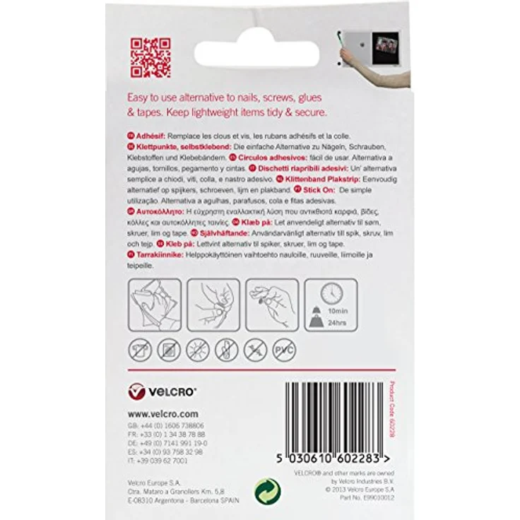VELCRO VEL-EC60228 Klettpunkte zum Aufkleben Haft- und Flauschteil (Ø) 16mm Schwarz 16 Paar - Preisvergleich – Bild 2