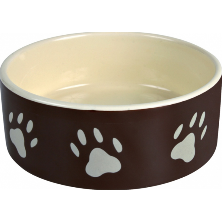 Trixie Keramiknapf mit Pfoten braun-creme 0,3 l/ø 12 cm – Bild 1