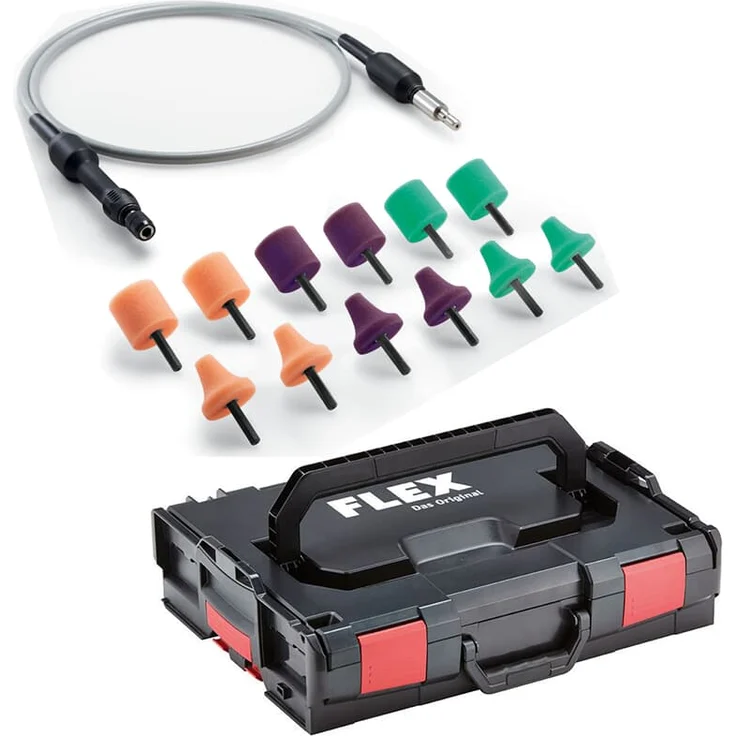 Flex Flexible Welle FS 140 Set inkl. 12 Polierschwämme + L-BOXX , passend für PXE 80 10.8-EC – Bild 1
